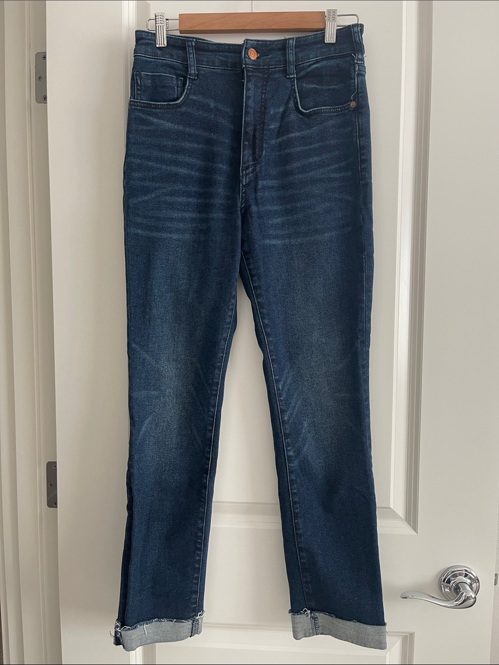 Women’s Pilcro by Anthropologie Dark Blue hi-rise cigarette jeans 27